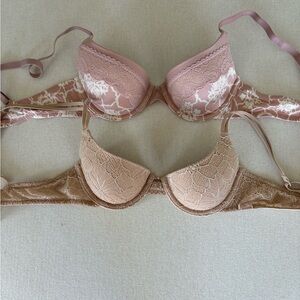 Calvin Klein bundle bras 32A pink beige